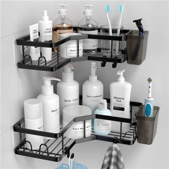 Corner Shower Caddy, 2 Pack Adhesive Shower Corner Organizer Shelves - Picture 1 of 7